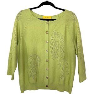 𝅺st John green knit shortsleeved wool blend cardigan size L